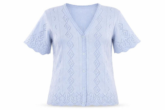 Preworn Womens Blue Round Neck  Acrylic Cardigan Jumper Size S