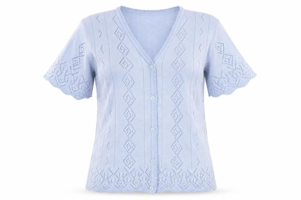Preworn Womens Blue Round Neck  Acrylic Cardigan Jumper Size S