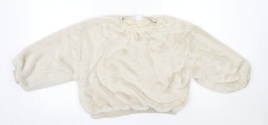 Zara Girls Ivory Round Neck  Polyester Pullover Jumper Size 11-12 Years