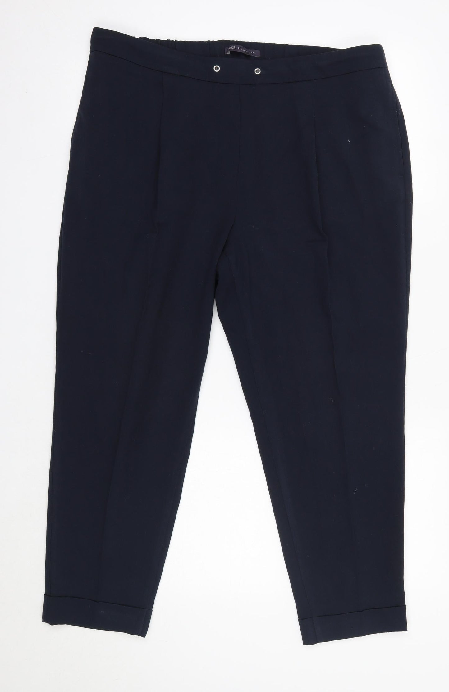 M&S Womens Blue  Polyester Dress Pants Trousers Size 16 L24 in Regular