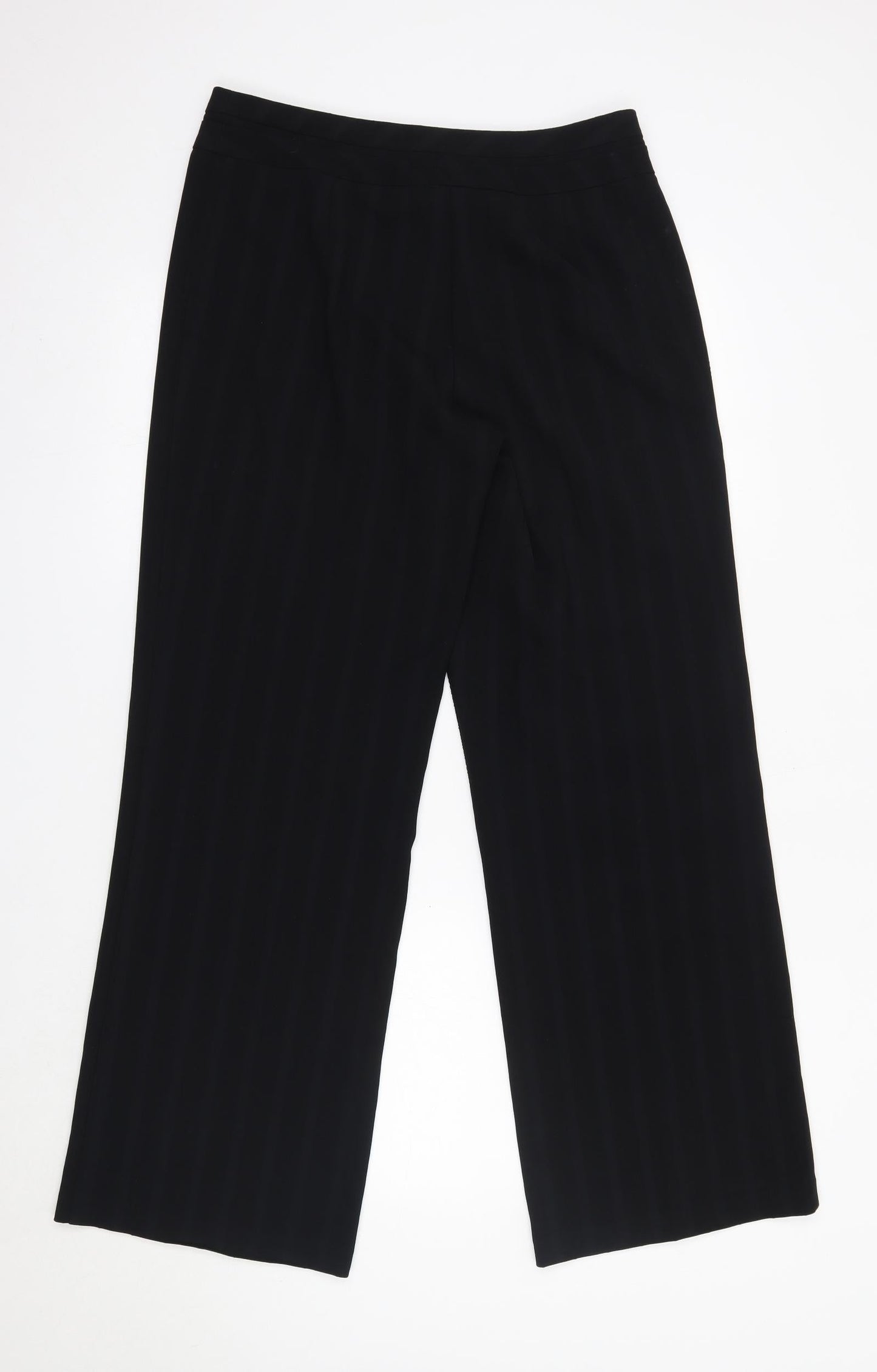 M&S Womens Black  Polyester Dress Pants Trousers Size 12 L31 in Regular