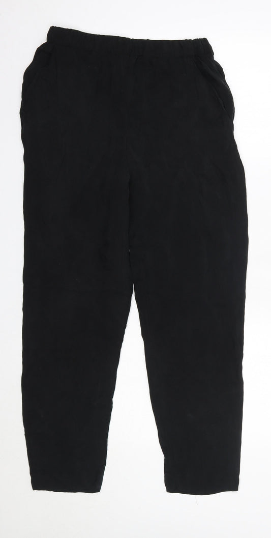 H&M Womens Black  Cupro Trousers  Size 4 L26 in Regular