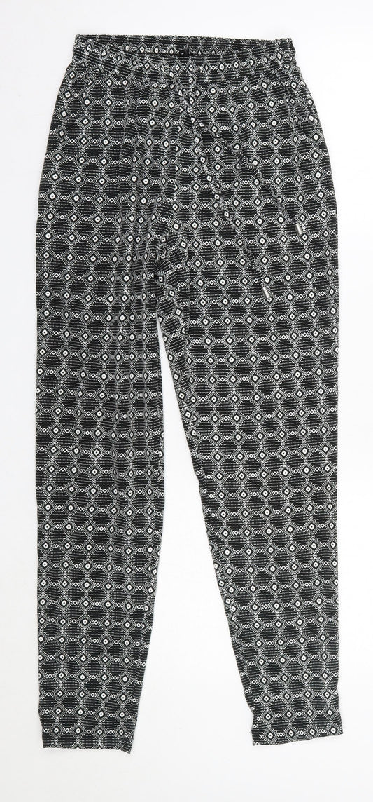 New Look Womens Black Argyle/Diamond Polyester Dress Pants Trousers Size 6 L27 in Regular