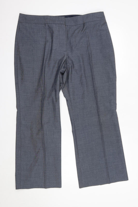 M&S Womens Blue  Polyester Dress Pants Trousers Size 16 L27 in Regular  - Short