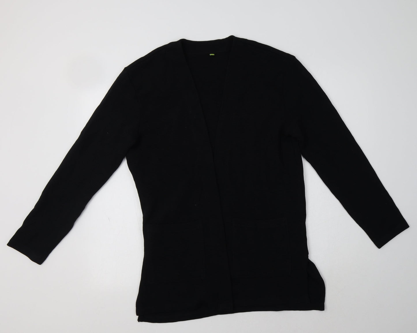 Preworn Womens Black V-Neck  Cotton Cardigan Jumper Size 8
