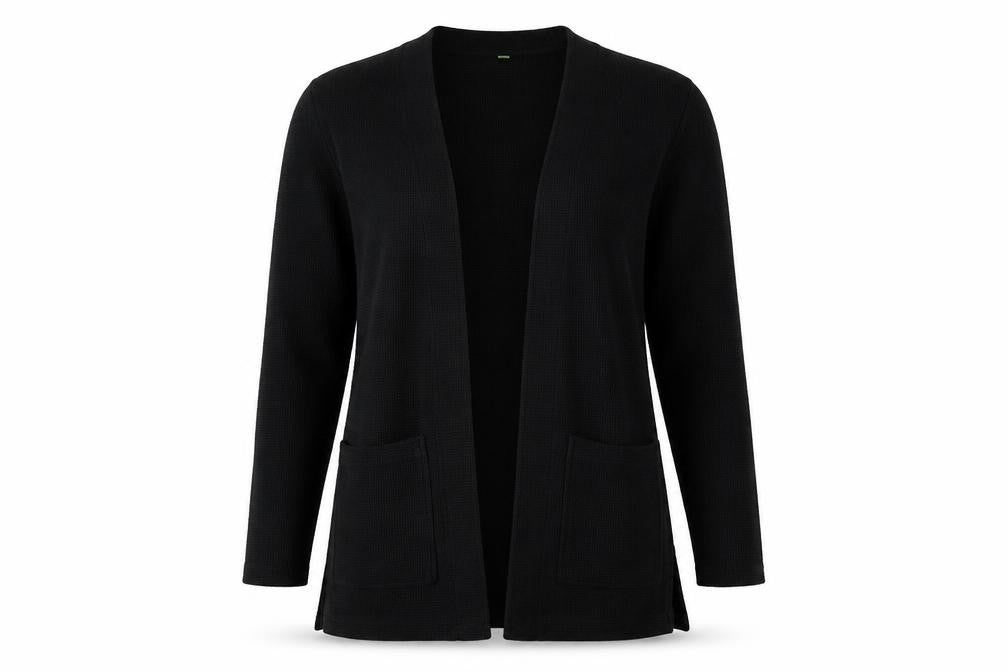 Preworn Womens Black V-Neck  Cotton Cardigan Jumper Size 8