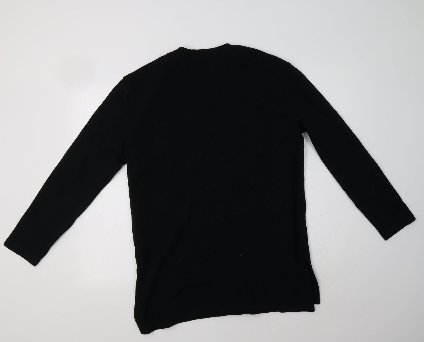 Preworn Womens Black V-Neck  Cotton Cardigan Jumper Size 8