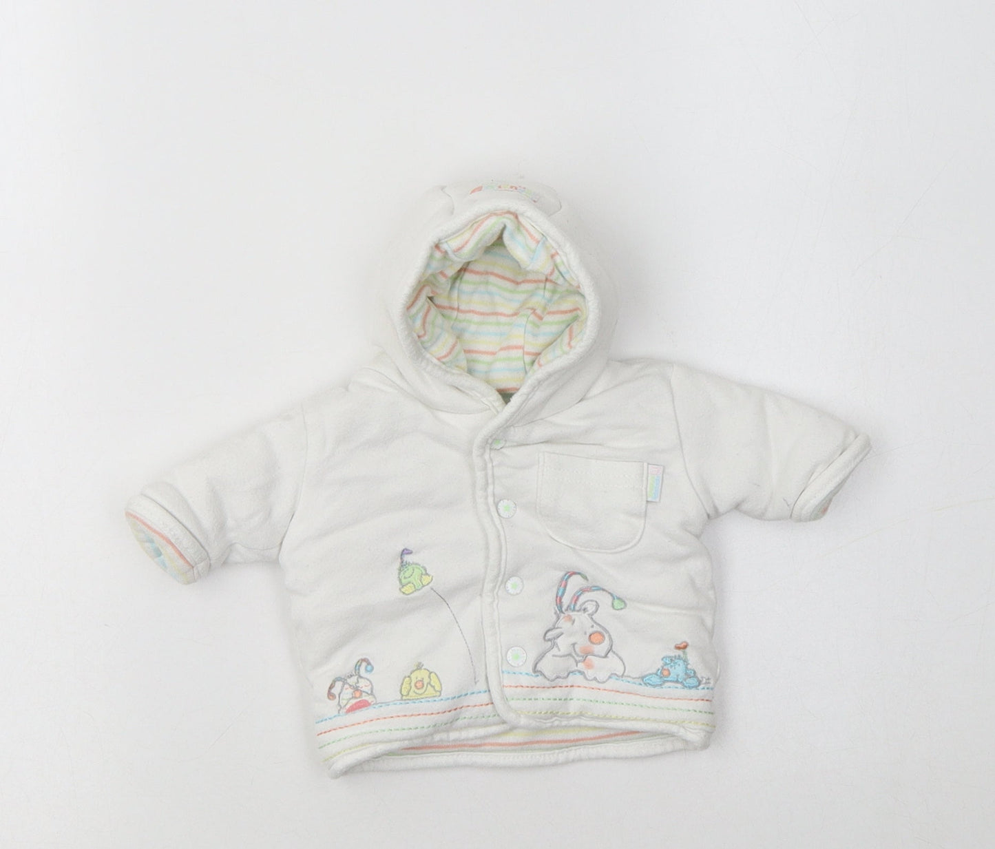 M&S Baby White   Basic Jacket Jacket Size 0-3 Months    - Cute Animals