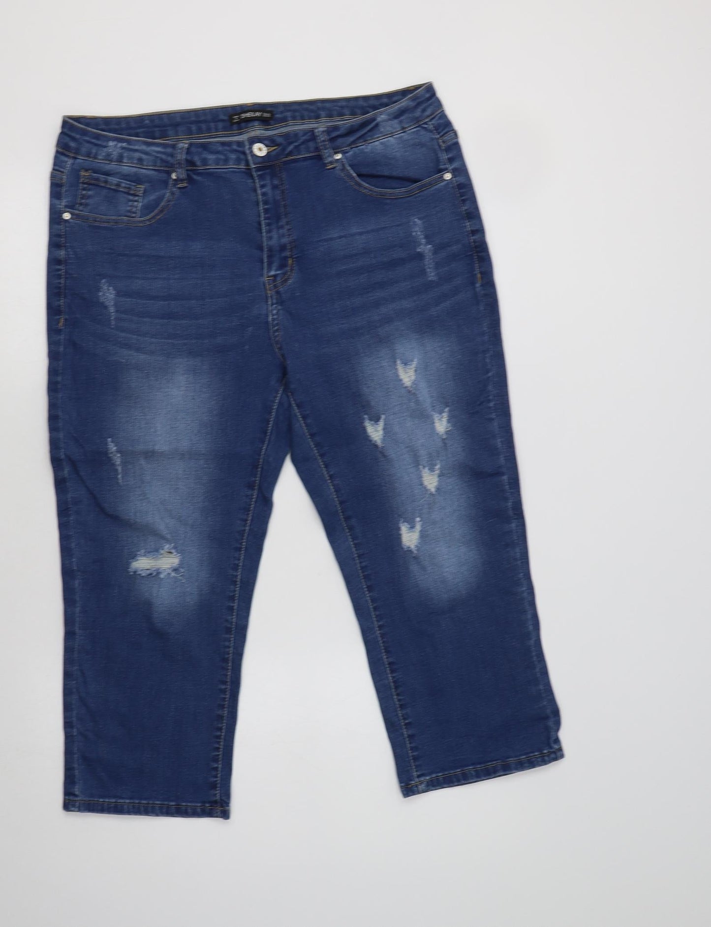 Sheilay Womens Blue  Cotton Cropped Jeans Size 34 L22 in Regular
