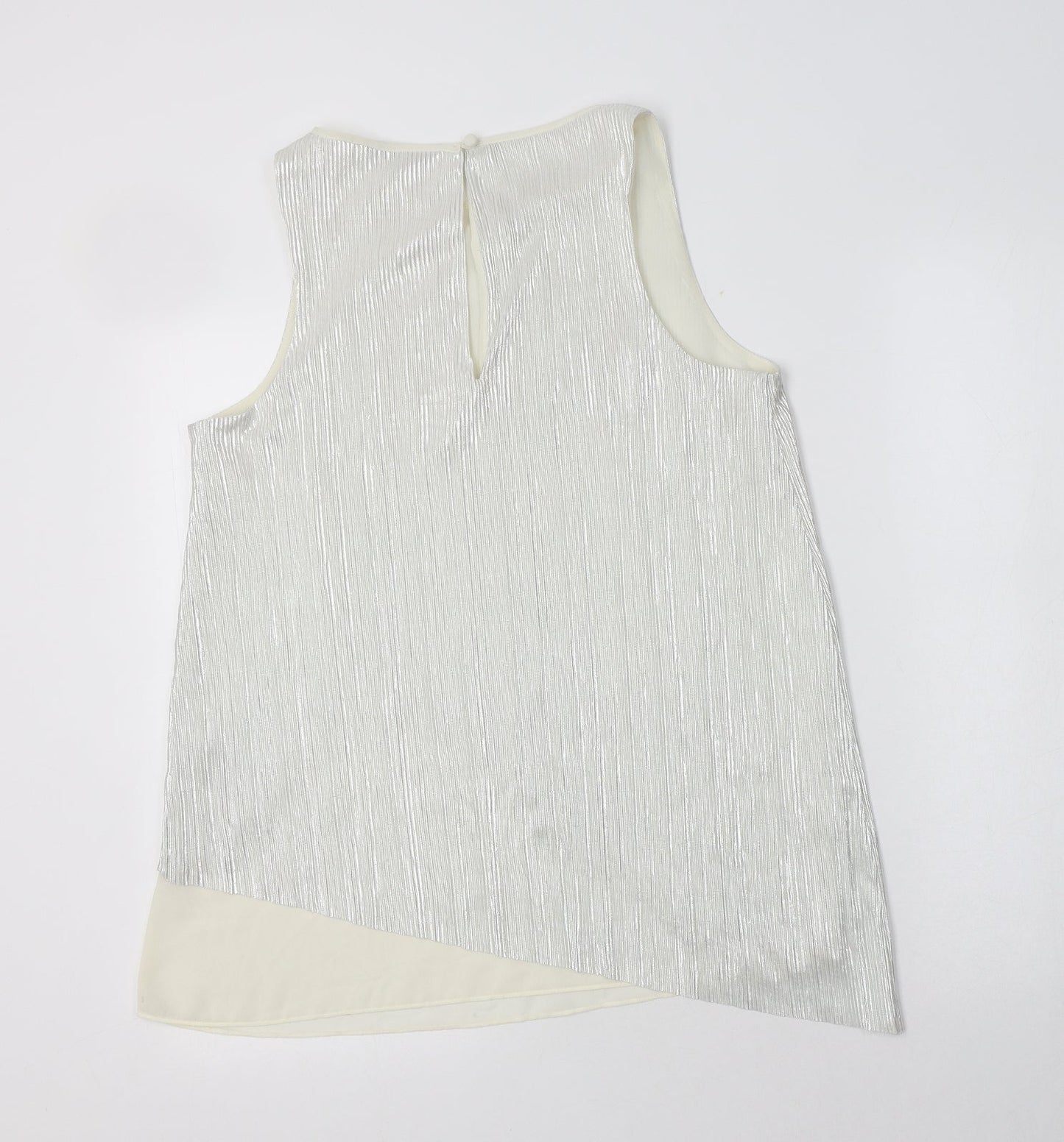 NEXT Womens Silver  Polyester Basic Blouse Size 10 Round Neck