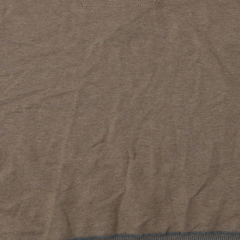 RJR.John Rocha Mens Beige V-Neck  Cotton Pullover Jumper Size L