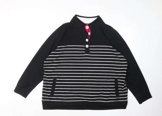 BM Womens Multicoloured Mock Neck Striped Polyester Pullover Jumper Size XL