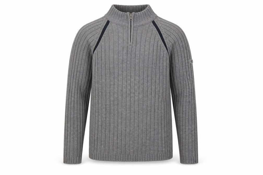 Cedarwood State Mens Grey Mock Neck Acrylic Pullover Jumper Size S