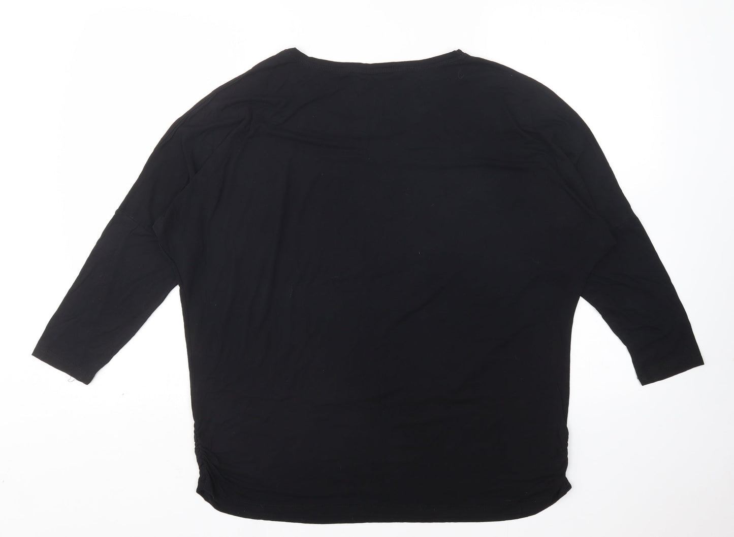 H Johns Womens Black  Viscose Basic T-Shirt Size M Round Neck