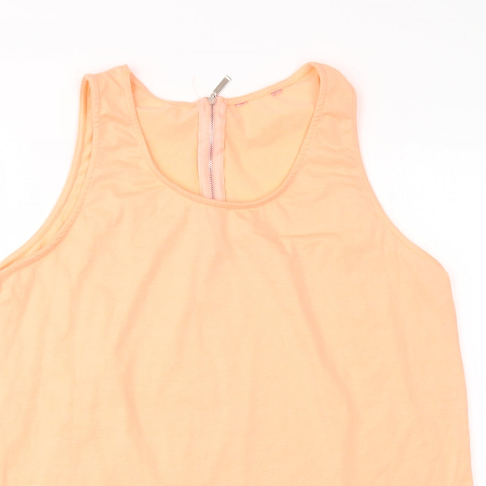 Peacocks Womens Pink  Polyester Basic Tank Size 16 Round Neck