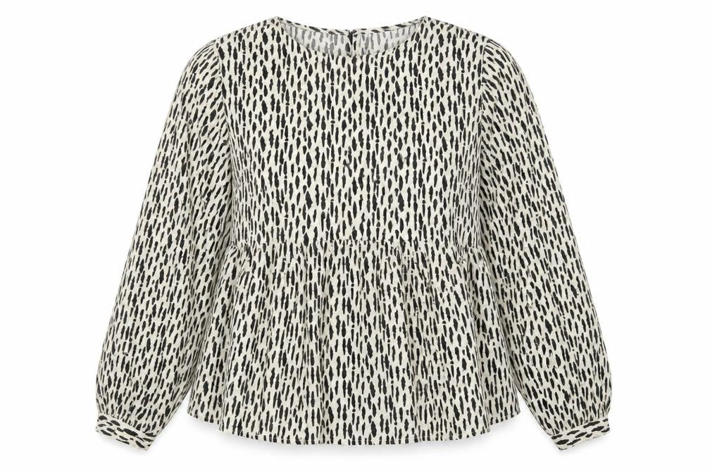 VILA Womens Black Animal Print Polyester Basic Blouse Size 14 Round Neck