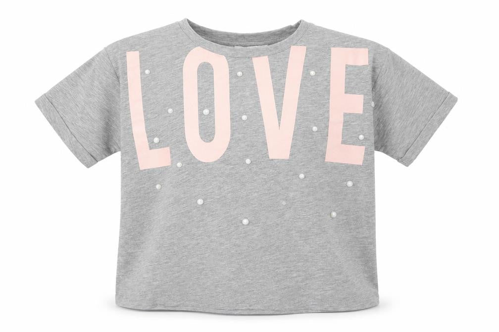 Primark Girls Grey  Polyester Basic T-Shirt Size 9-10 Years Round Neck