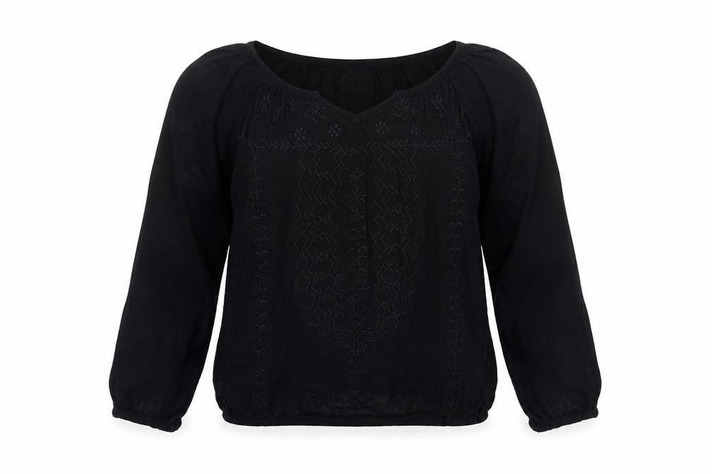Miss E-Vie Girls Black  Viscose Basic Blouse Size 11 Years V-Neck