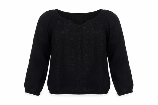 Miss E-Vie Girls Black  Viscose Basic Blouse Size 11 Years V-Neck