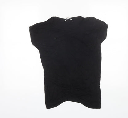 Peacocks Womens Black  Viscose Basic T-Shirt Size 8 Round Neck