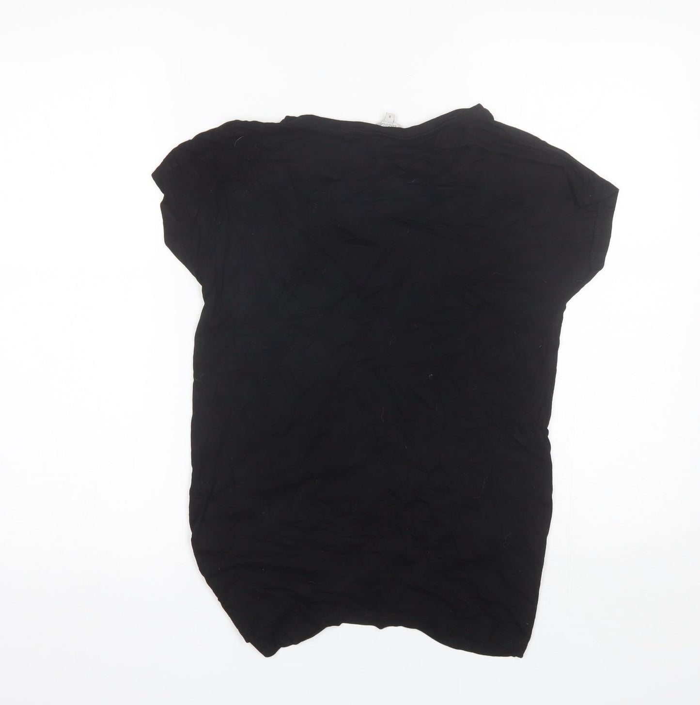 Peacocks Womens Black  Viscose Basic T-Shirt Size 8 Round Neck