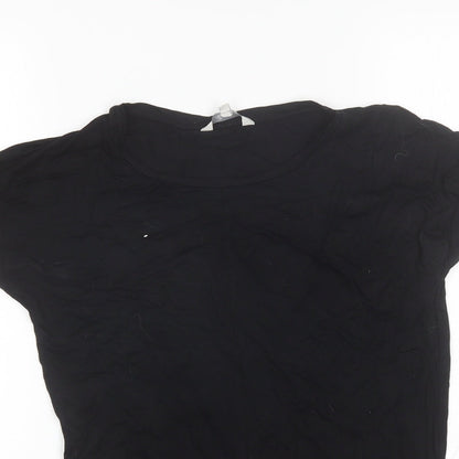 Peacocks Womens Black  Viscose Basic T-Shirt Size 8 Round Neck