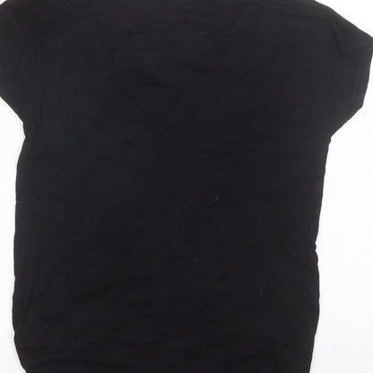 Peacocks Womens Black  Viscose Basic T-Shirt Size 8 Round Neck
