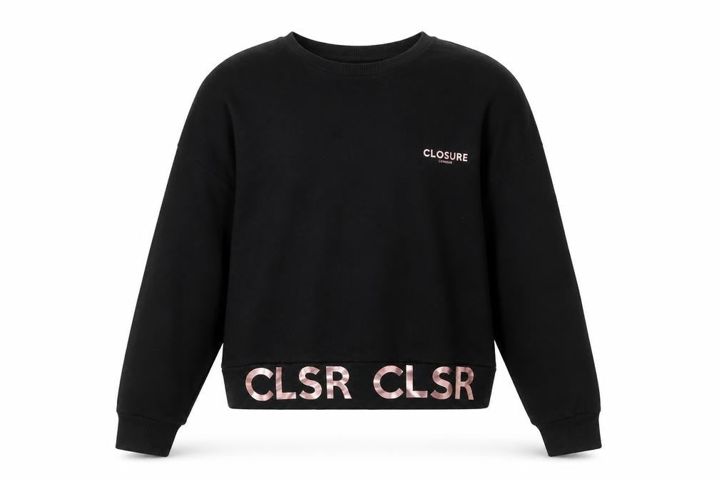 Closure Womens Black Round Neck  Cotton Pullover Jumper Size 10