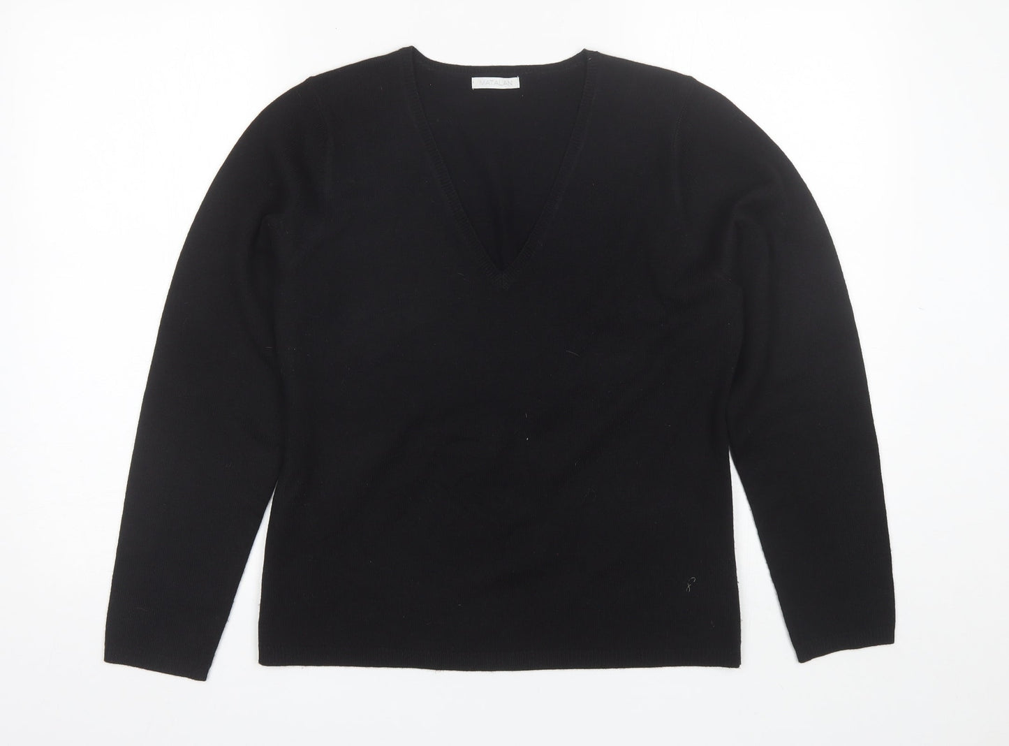 Matalan Womens Black V-Neck  Acrylic Pullover Jumper Size 12