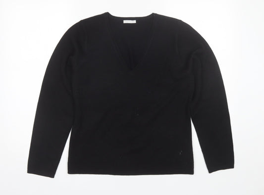 Matalan Womens Black V-Neck  Acrylic Pullover Jumper Size 12