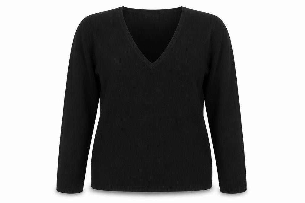 Matalan Womens Black V-Neck  Acrylic Pullover Jumper Size 12