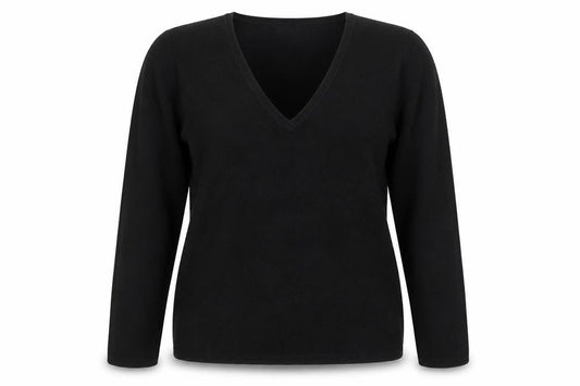 Matalan Womens Black V-Neck  Acrylic Pullover Jumper Size 12