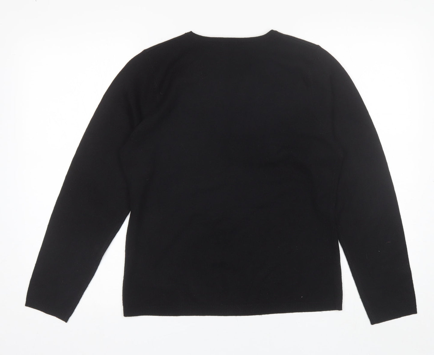 Matalan Womens Black V-Neck  Acrylic Pullover Jumper Size 12