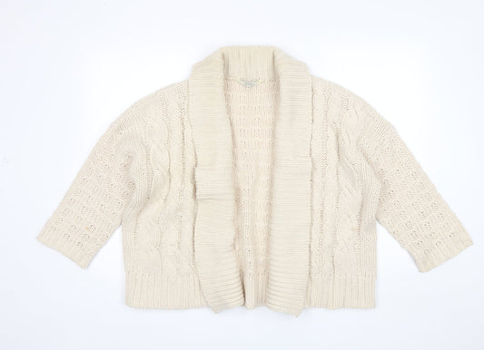 Debenhams Womens Ivory Collared  Acrylic Cardigan Jumper Size 14