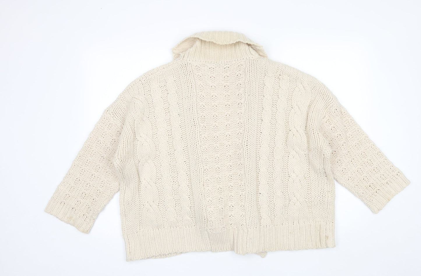 Debenhams Womens Ivory Collared  Acrylic Cardigan Jumper Size 14