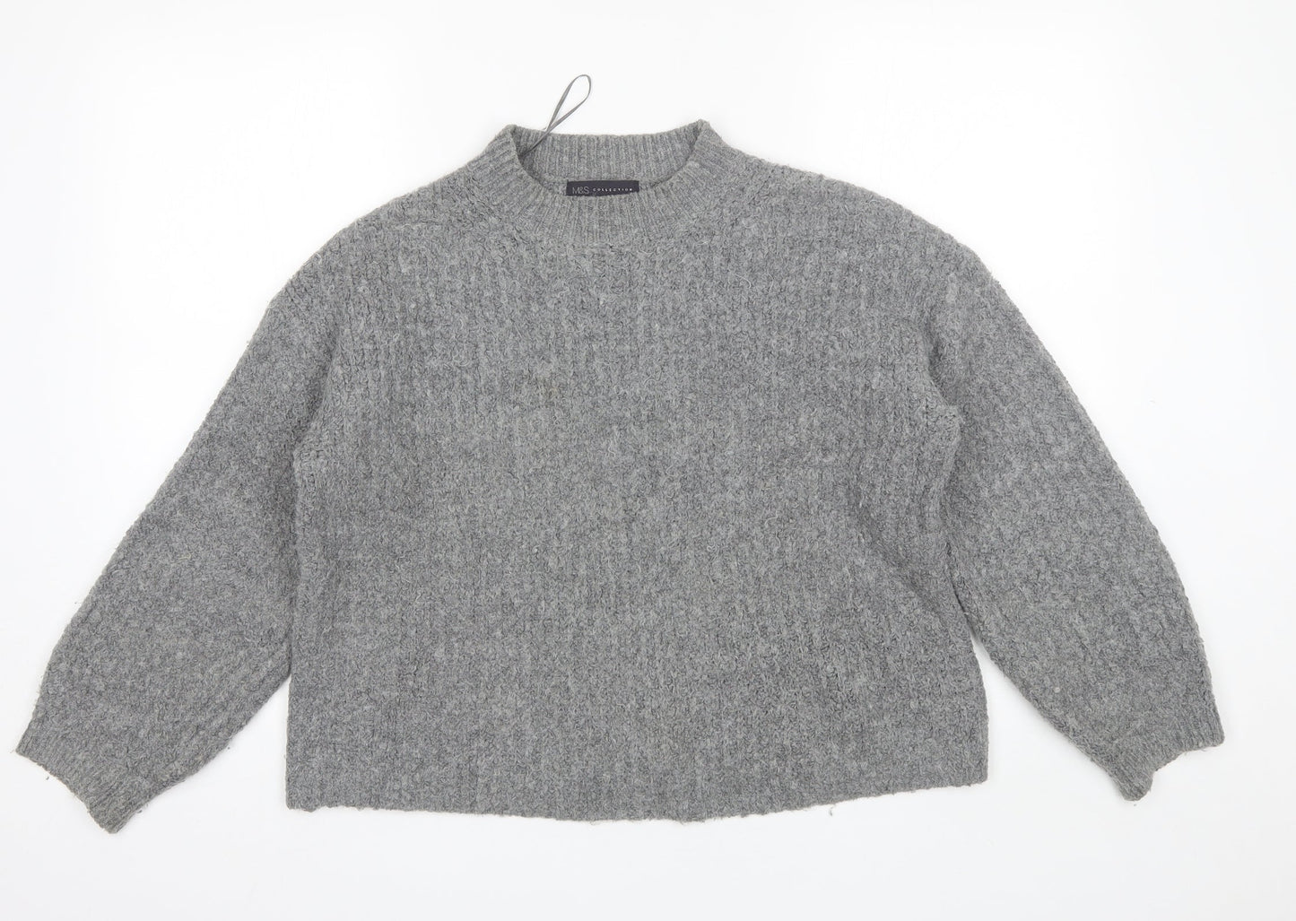 Marks and Spencer Womens Grey Roll Neck  Acrylic Pullover Jumper Size S