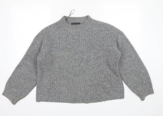 Marks and Spencer Womens Grey Roll Neck  Acrylic Pullover Jumper Size S