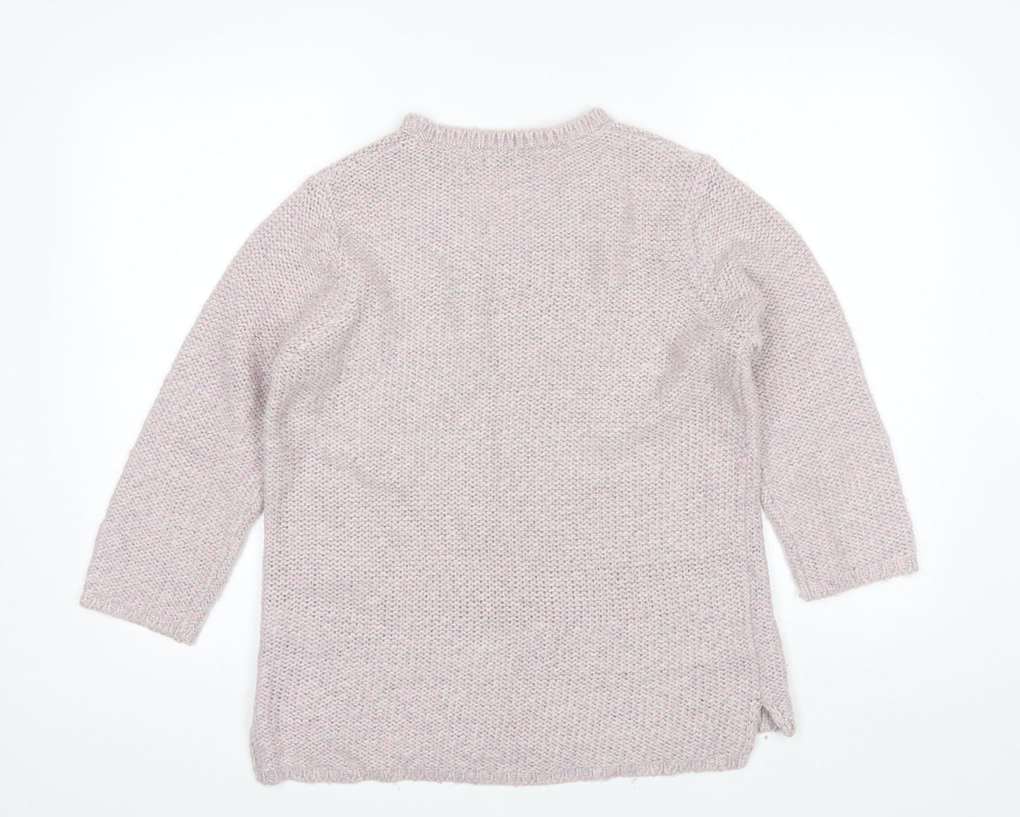 F&F Womens Purple V-Neck  Acrylic Pullover Jumper Size 12