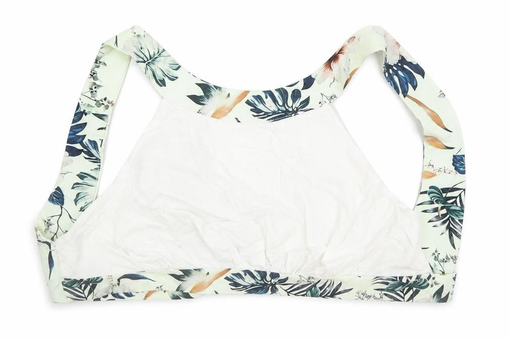 SheIn Womens White Floral Polyester Cropped Tank Size M Round Neck