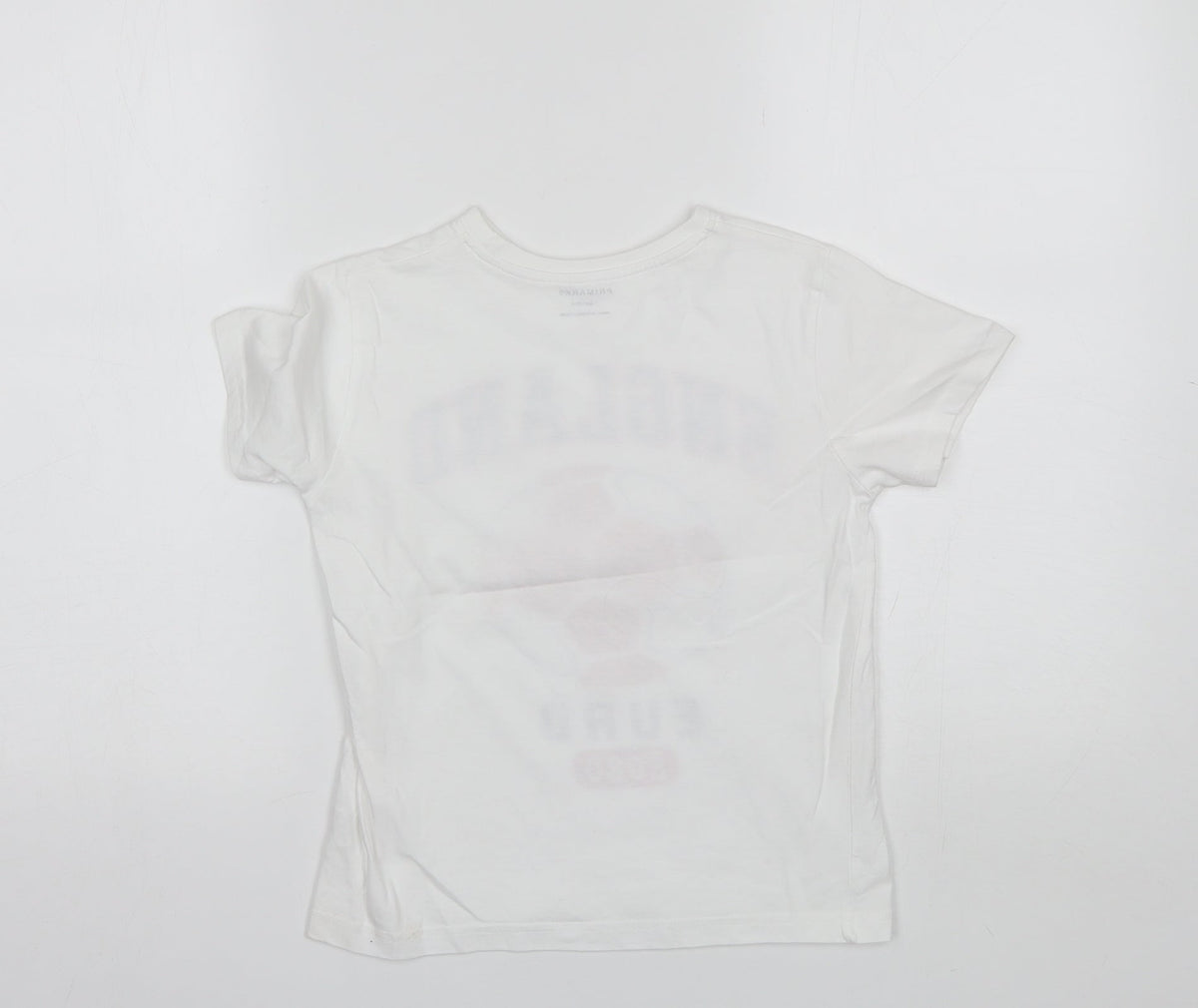 Primark Boys White  Cotton Basic T-Shirt Size 7-8 Years Round Neck