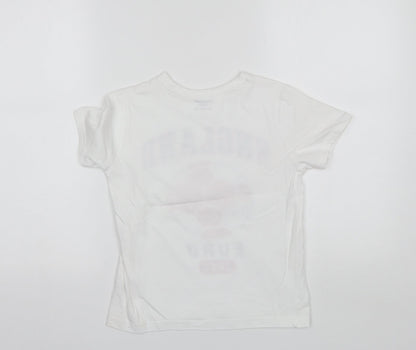 Primark Boys White  Cotton Basic T-Shirt Size 7-8 Years Round Neck