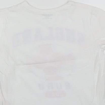 Primark Boys White  Cotton Basic T-Shirt Size 7-8 Years Round Neck