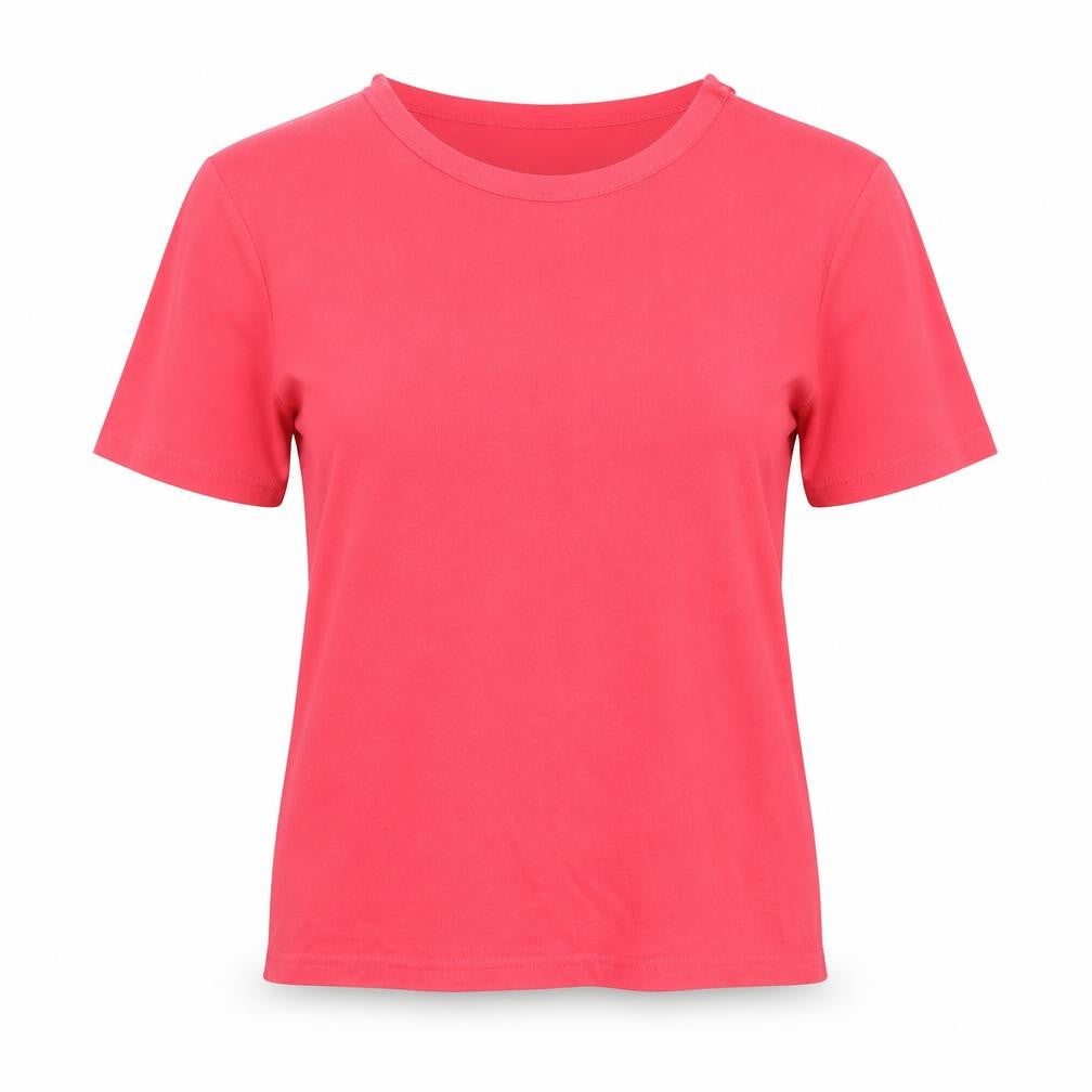 Damart Womens Pink  Cotton Basic T-Shirt Size 10 Round Neck