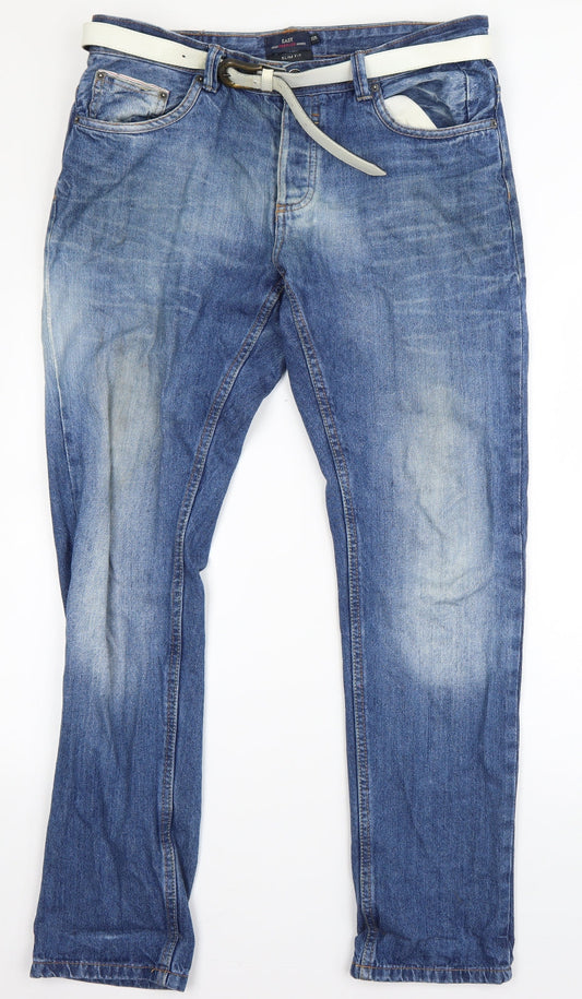 Easy Womens Blue  Cotton Straight Jeans Size 32 in L30 in Regular