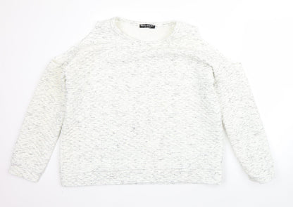 Select Womens White Round Neck  Polyester Pullover Jumper Size 18