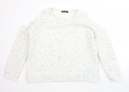 Select Womens White Round Neck  Polyester Pullover Jumper Size 18