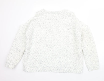 Select Womens White Round Neck  Polyester Pullover Jumper Size 18