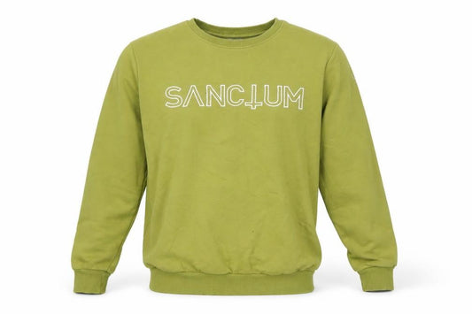 Sanctum Mens Green  Cotton Pullover Sweatshirt Size S