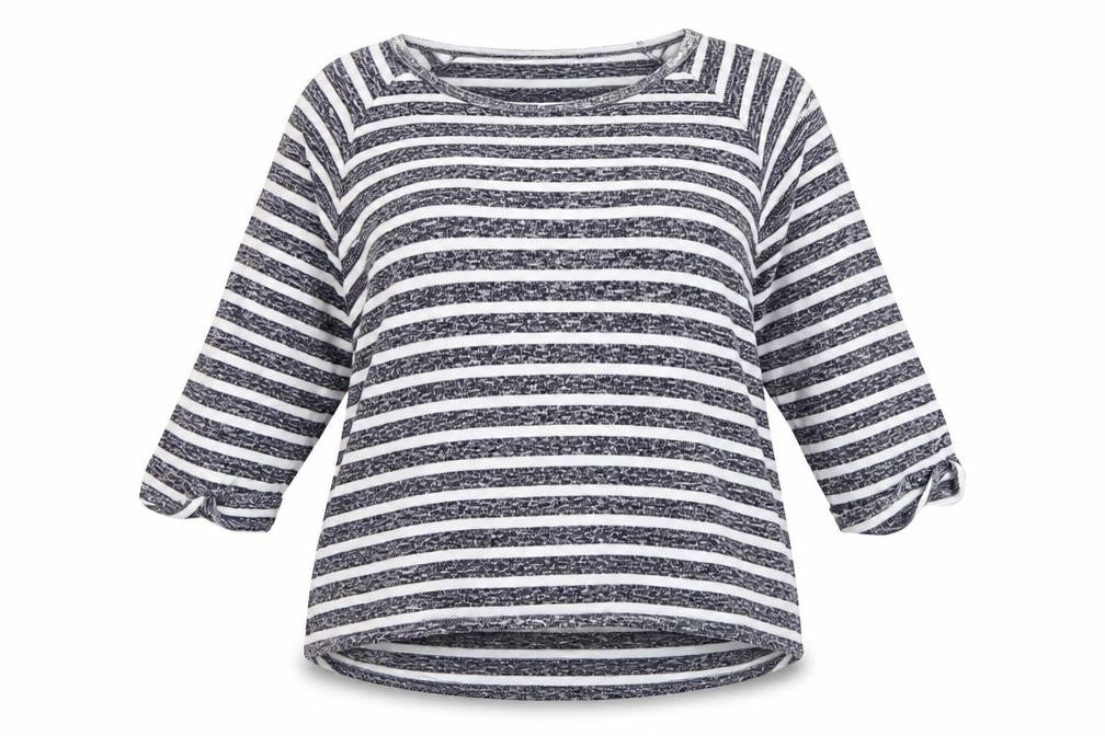 Tue Womens Blue Round Neck Striped Viscose Pullover Jumper Size 18