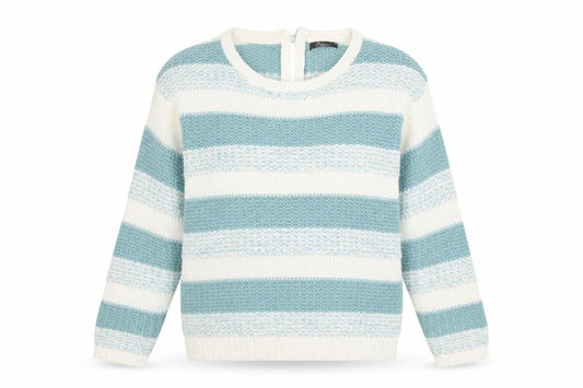 Bonmarché Womens White High Neck Striped Acrylic Pullover Jumper Size M
